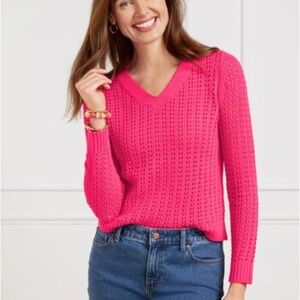 Talbots Hot Pink V-Neck Sweater, Medium
